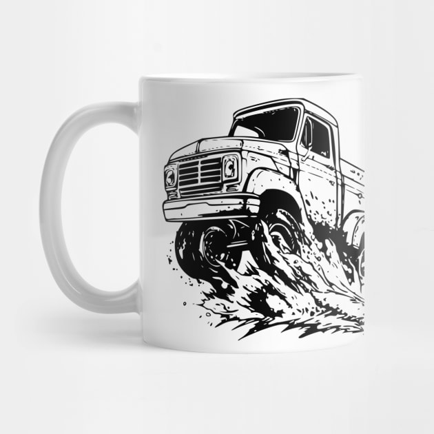 Vintage Black and White Pickup Truck by TeeTruck